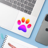 Rainbow Ombre Puppy Paw Print Shape Sticker (Laptop met iPhone)