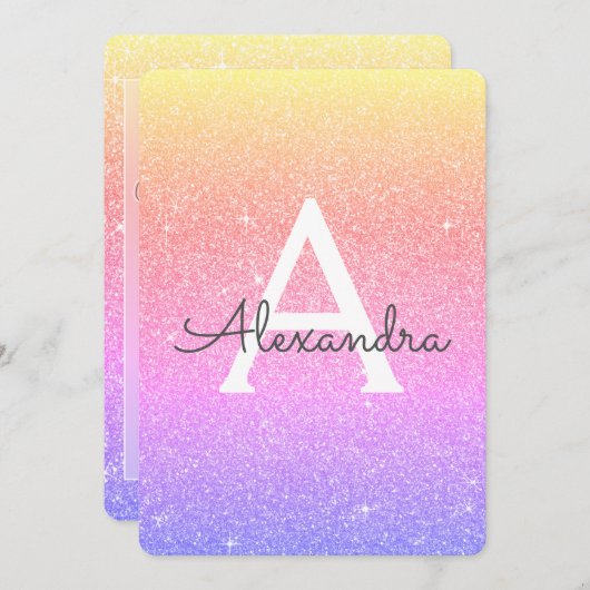 Rainbow Ombre Sparkle Glitter Hen's Party Kaart (Voorkant / Achterkant)