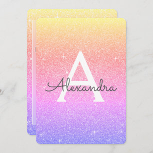 Rainbow Ombre Sparkle Glitter Hen's Party Kaart