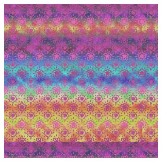 Rainbow Ombre Starbursts | Boho Style Stof (Close Up)