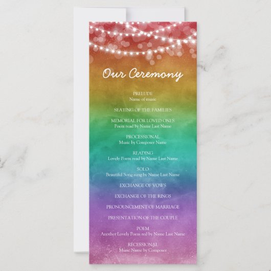 Rainbow Ombre String Lights Details Gay Wedding (Voorkant)