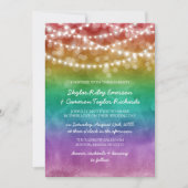 Rainbow Ombre String Lights Details Gay Wedding Kaart (Voorkant)