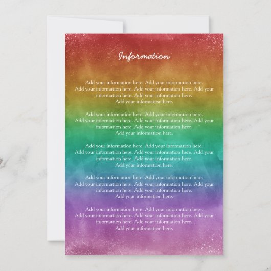 Rainbow Ombre String Lights Details Gay Wedding Kaart (Achterkant)