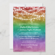 Rainbow Ombre String Lights Details Gay Wedding