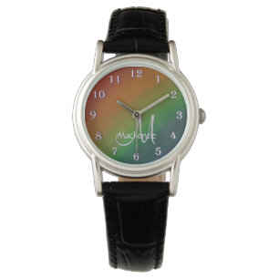 Rainbow Ombre   Vlag Abstract met een oude kleurri Horloge