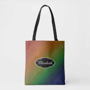 Rainbow Ombre Vlag Abstract met een oude kleurri Tote Bag