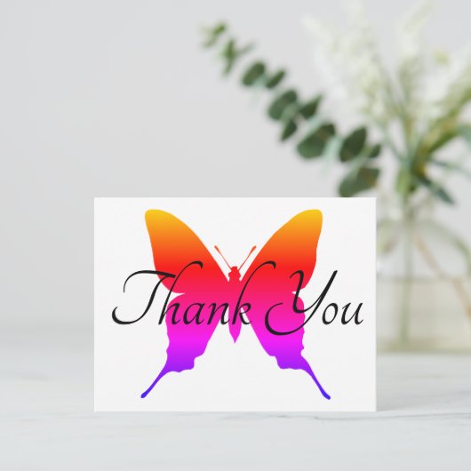 Rainbow Ombre vlinder silhouet dank u Briefkaart (Staand voorkant)