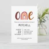Rainbow One First Birthday Invitation Kaart (Staand voorkant)