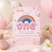 Rainbow One Photo Birthday Baby Girl Kaart
