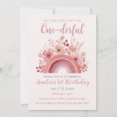 Rainbow Onederful 1st Birthday Party Invitation Kaart (Voorkant)