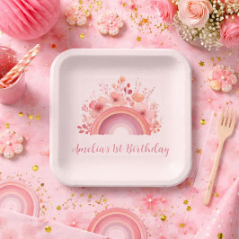 Rainbow Onederful 1st Birthday Party  Papieren Bordje