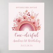 Rainbow Onederful 1st Birthday Party Welcome  Poster (Voorkant)