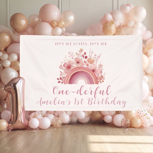 Rainbow Onederful 1st Birthday Party Welcome Spandoek