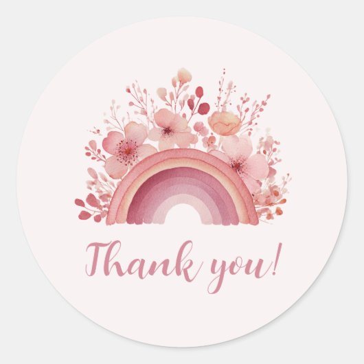 Rainbow Onederful 1st Birthday Thank You Sticker (Voorkant)