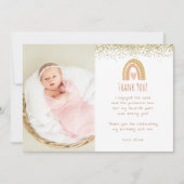 Rainbow Onederful Birthday Foto bedankt Kaart (Voorkant)