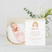 Rainbow Onederful Birthday Foto bedankt Kaart (Staand voorkant)