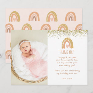 Rainbow Onederful Birthday Foto bedankt Kaart