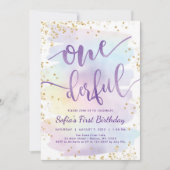 Rainbow Onederful Birthday Invitation Kaart (Voorkant)