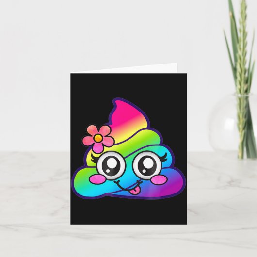 Rainbow Op Emoji Cute Unicorn O Flower Silly  Kaart (Voorkant)