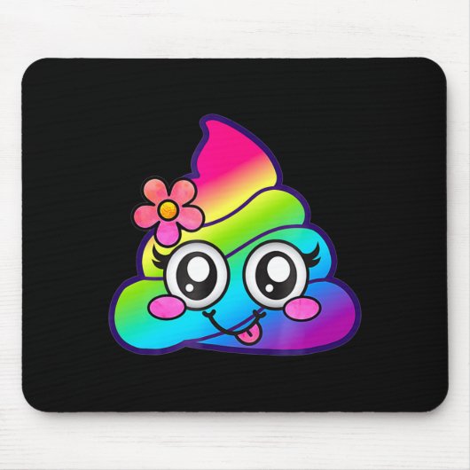 Rainbow Op Emoji Cute Unicorn O Flower Silly  Muismat (Voorkant)