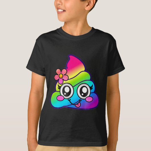 Rainbow Op Emoji Cute Unicorn O Flower Silly  T-shirt (Voorkant)
