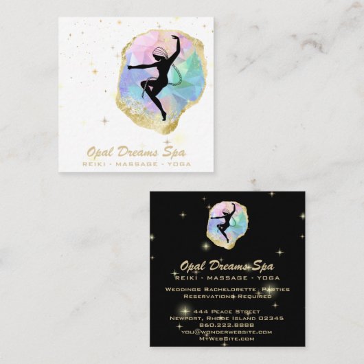 *~* Rainbow Opal Goddess Celestial Magic Cosmos Vierkante Visitekaartje (Voorkant / Achterkant)