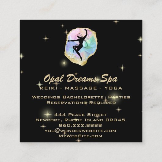 *~* Rainbow Opal Goddess Celestial Magic Cosmos Vierkante Visitekaartje (Achterkant)