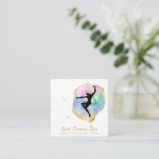 *~* Rainbow Opal Goddess Celestial Magic Cosmos Vierkante Visitekaartje (Staand voorkant)