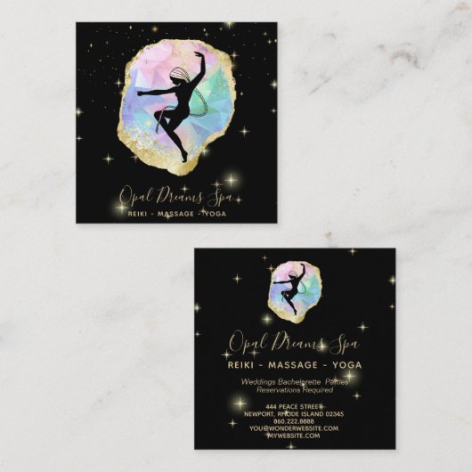 *~* Rainbow Opal Goddess Celestial Magical Cosmic Vierkante Visitekaartje (Voorkant / Achterkant)