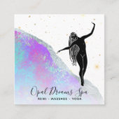 *~* Rainbow Opal Goddess Celestial Mystical Blue Vierkante Visitekaartje (Voorkant)