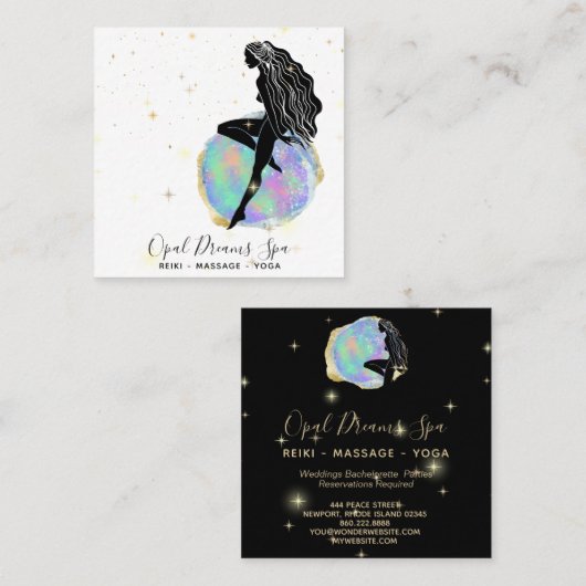 *~* Rainbow Opal Goddess Celestial Vierkante Visitekaartje (Voorkant / Achterkant)
