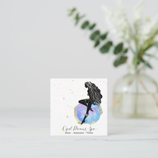 *~* Rainbow Opal Goddess Star Celestial Magical Vierkante Visitekaartje (Staand voorkant)