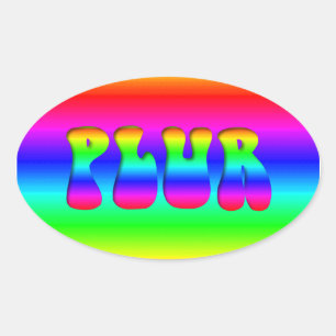 Rainbow optische illusie PLUR Ovale Sticker
