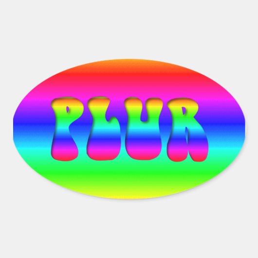 Rainbow optische illusie PLUR Ovale Sticker (Voorkant)