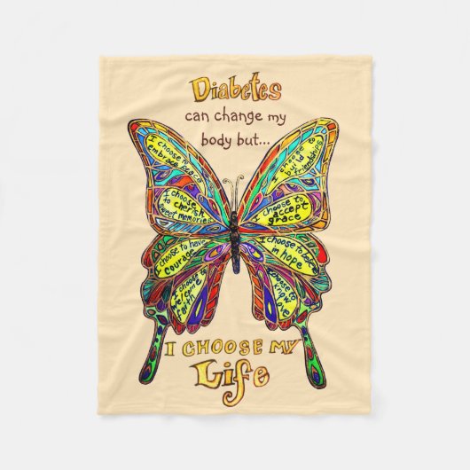 Rainbow Oranje Diabetes My Life Butterfly Blanket Fleece Deken (Voorkant)