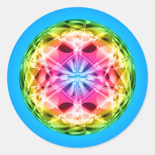 Rainbow Orb Mandala Ronde Sticker (Voorkant)