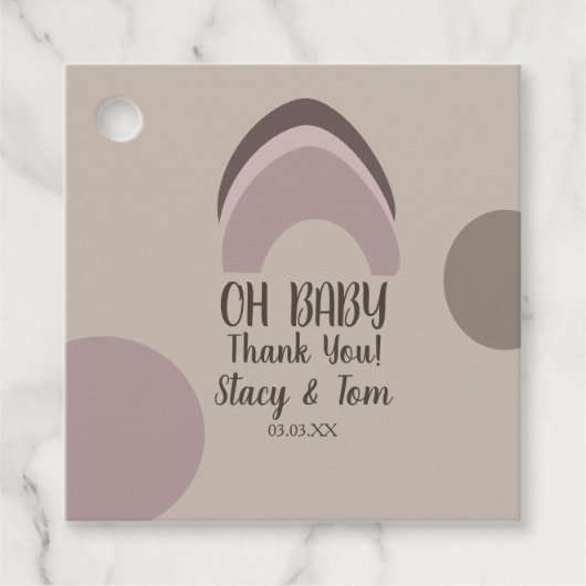 Rainbow Organic Shapes Bohemian Baby shower Bedank Bedankjes Labels (Voorkant)