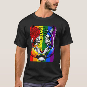 Rainbow Oriental Tiger LGBT Een Dier Gay Pride Fla T-shirt
