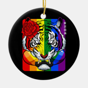 Rainbow Oriental Tiger LGBT Q Animal Gay Pride Keramisch Ornament