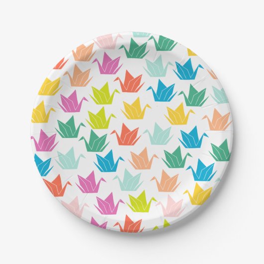 Rainbow Origami Crane Paper Borden Papieren Bordje (Voorkant)