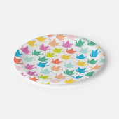 Rainbow Origami Crane Paper Borden Papieren Bordje (Gekanteld)