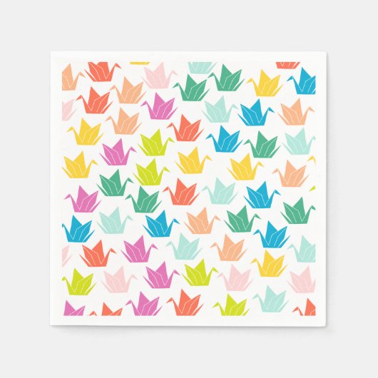 Rainbow Origami Crane Paper Napkins Servet (Voorkant)