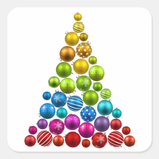 Rainbow Ornament kerstboom Vierkante Sticker (Voorkant)