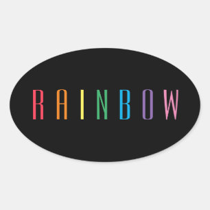 RAINBOW Ovale Stickers / Zwart
