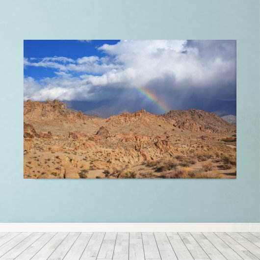 Rainbow over Alabama Hills Canvas Afdruk (Insitu (Houten vloer))