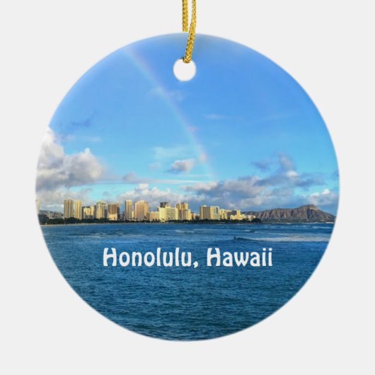 Rainbow over Honolulu  Ceramic Ornament (Voorkant)