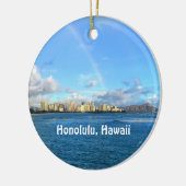 Rainbow over Honolulu  Ceramic Ornament (Links)