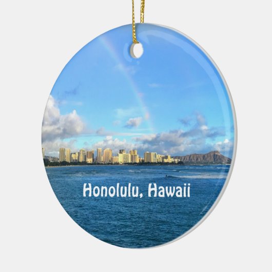 Rainbow over Honolulu  Ceramic Ornament (Links)