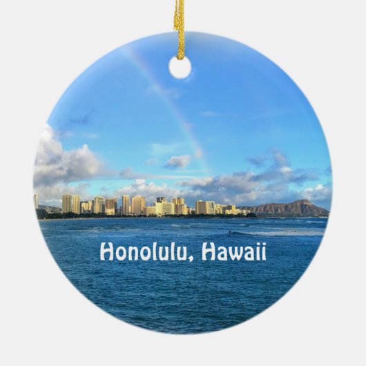 Rainbow over Honolulu Ceramic Ornament (Achterkant)