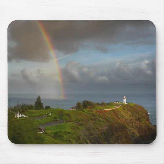 Rainbow over Kilauea Lighthouse op Kauai, Hawaii Muismat (Voorkant)